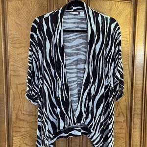 Chico’s Animal Print Scarf Hemmed Cardigan